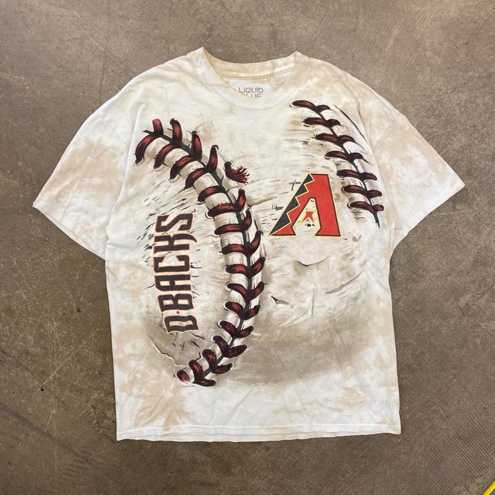 Vintage Y2K Arizona Diamondbacks Liquid Blue AOP MLB Baseball T-Shirt 2000s XL